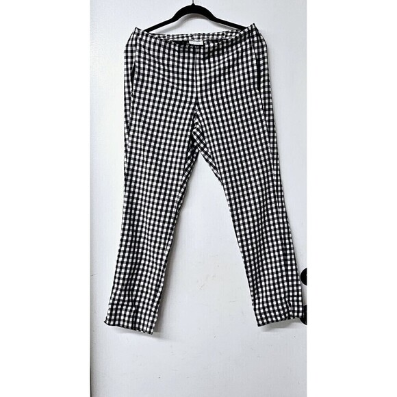 J JILL Essential Gray Black Checkered Stretch Front Pockets Straight Pants (8) - Picture 1 of 5